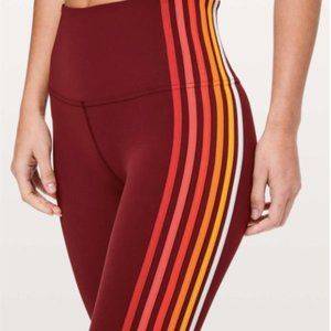 Lululemon Take A Hint 7/8 Rainbow Racing Stripe Leggings Size 4